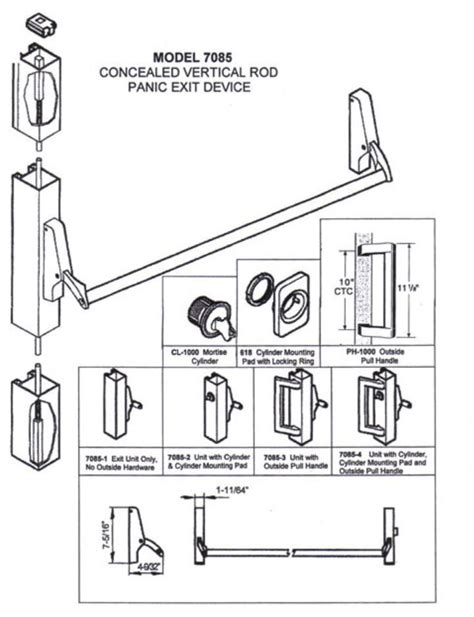 Ca7085 3 48 Concealed Vertical Rod Panic Exit Device Unit