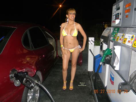 Nude Wife Nina Pumping Gas In A Bikini May 2010