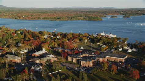 6k Stock Footage Aerial Video Orbiting Maine Maritime Academy Nestled
