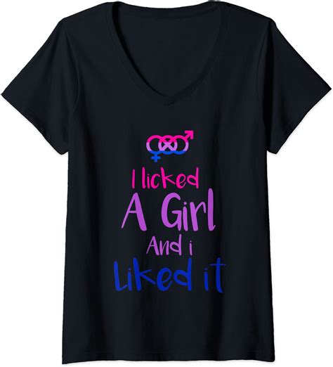 Womens I Licked A Girl And I Liked It Lgbtq Gay Lesbian Bisexual V Neck