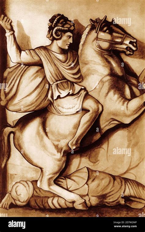 Halftone Of Alexander The Great On His Horse Bucephalus From A Set Of