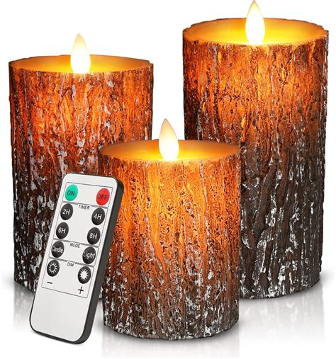 Cimetech Led Flameless Candles 3pcs Pine Lights Real Wax Flicker