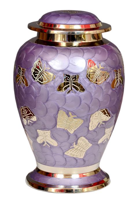 Lavender Butterflies Cremation Urn Solid Brass Purple Butterfly Urn