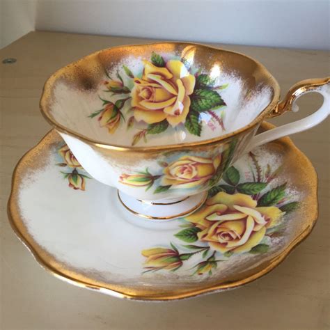 Royal Albert Signed Yellow Rose Vintage Teacup And Saucer Flower Heavy