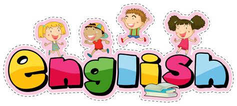Sticker Design For Word English With Happy Kids 361895 Vector Art At