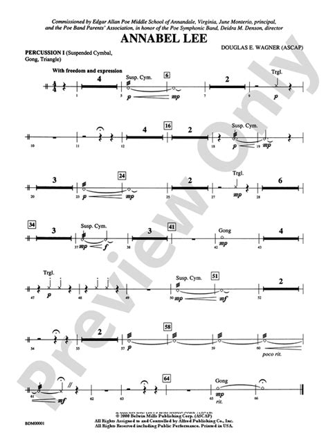 Annabel Lee 1st Percussion 1st Percussion Part Digital Sheet Music Download