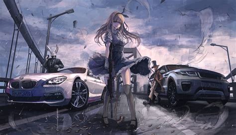 Wallpaper Gun Anime Girls Bmw Weapon Bridge Sports Car Alice In