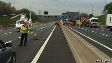 M62 In West Yorkshire Closed Following Tanker Crash Bbc News