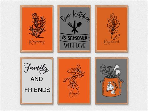 Set Of 6 Kitchen Wall Art Prints Kitchen Posters Farmhouse Decor