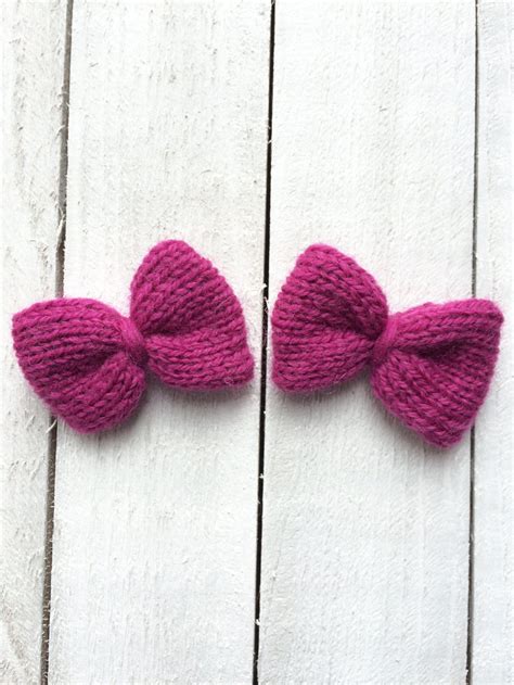 Fuchsia Knit Bows Mini Bows Bow Accessories Baby Girl Bows Etsy