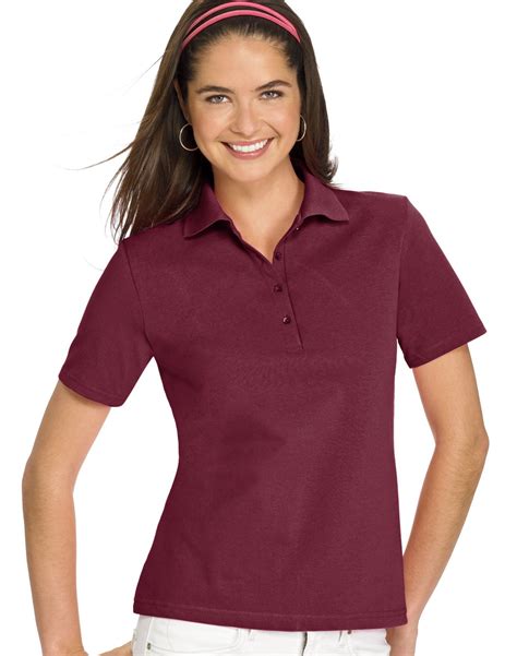 Comfortsoft Women`s Cotton Pique Polo Shirt 035x L Maroon