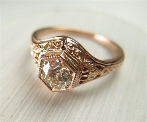 Filigree Antique Vintage Engagement Diamond Ring Rose By Spexton