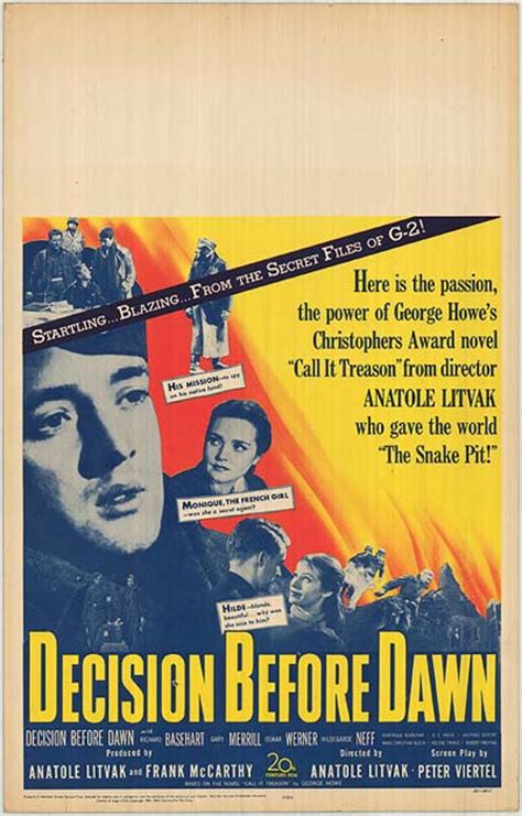 You can watch this movie in abovevideo player. Decision before Dawn movie posters at movie poster ...