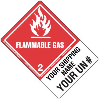 Hazard Class Flammable Gas Worded Shipping Name Large Tab