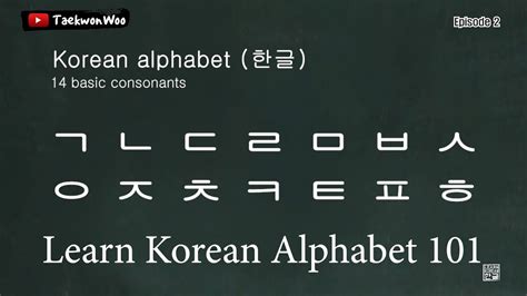 Korean Alphabet Hangul 14 Basic Consonants Learn To Read And