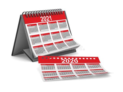 2021 Year Calendar On White Background Isolated 3d Illustration Stock