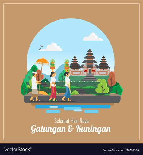 Balinese Galungan And Kuningan Holiday Greetings Vector Image