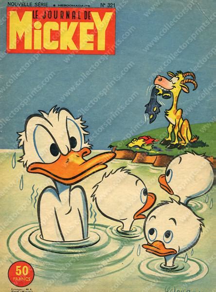 Donald Duck Swimming In The River Vintage Disney Print 1950s