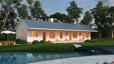 Simple One Story 2 Bedroom Scandinavian House Plan For Narrow Lot