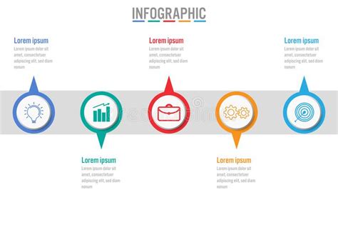 Plantilla Infographic Del Negocio Con 5 Opciones Elementos Abstractos