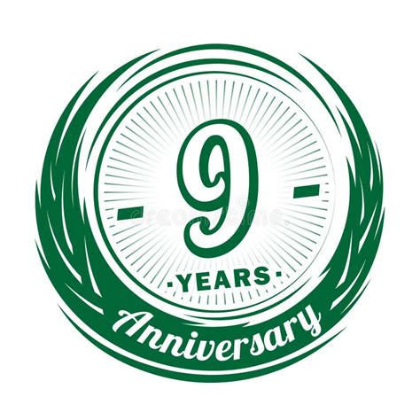 9 Anos De Aniversrio Projeto Elegante Do Aniversário 9o Logotipo