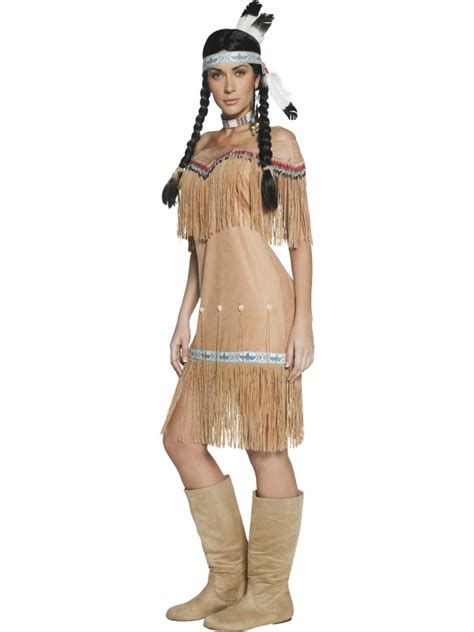 Adult Western Authentic Indian Lady Squaw Fancy Dress Costume Sexy