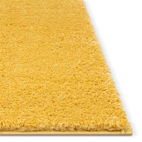 Piper Solid Modern Yellow Shag Rug Well Woven