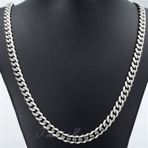 3 5 7 9 11mm mens chain stainless steel silver tone curb link necklace 18 36 ebay