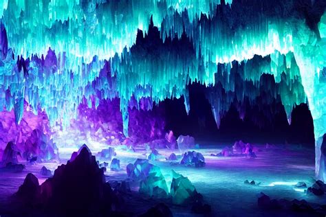 Prompthunt An Ethereal Crystal Cave System Green Blue And Purple