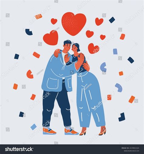 Cartoon Vector Illustration Couple Hug Kisses Stock Vector Royalty