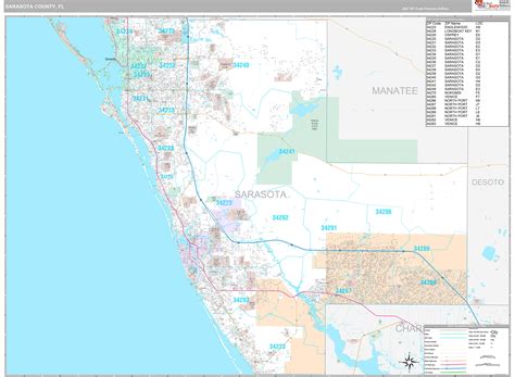Sarasota County Fl Wall Map Premium Style By Marketmaps Mapsales