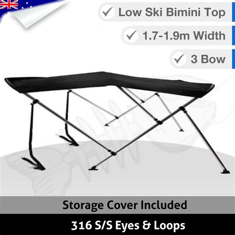 Low Ski Boat 3 Bow 17m 19m Bimini Top Boat Canopy Cover