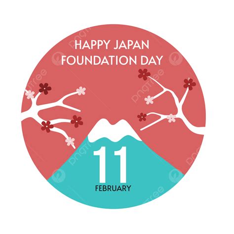 Abstract Happy Foundation Day With Fujiyama Mountain Ornament And Red