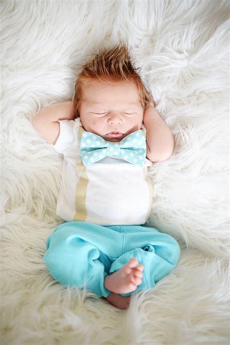 Baby Boy Coming Home Outfit With Bow Tie And Suspenders In Aqua Newborn