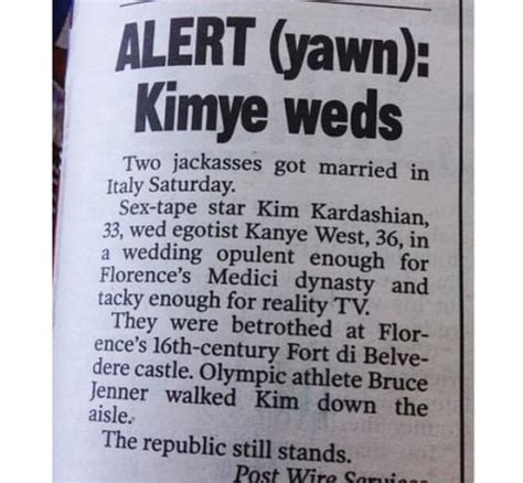 Kimye Wedding Skewered By New York Post In Awesome