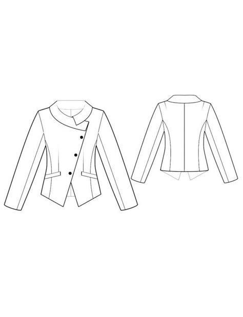 an illustration of a women s jacket with buttons on the front and back side