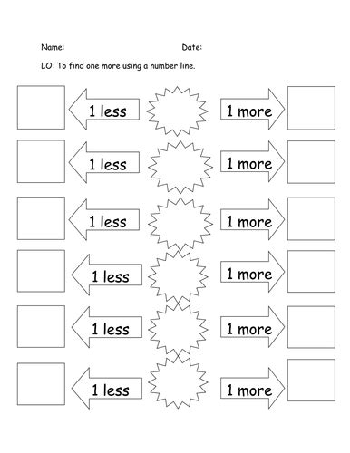 1 More 1 Less Worksheet By Sarahdawnrees Teaching Resources Tes