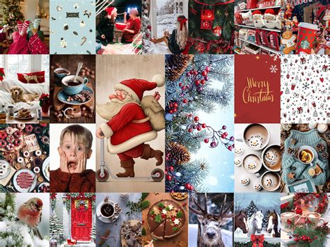 Christmas Photo Collage Kit Prints Aesthetic Room Decor 55 Etsy