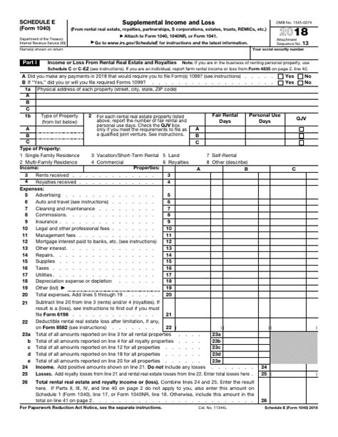 Irs Form 1040 Schedule E 2018 Fill Out Sign Online And Download