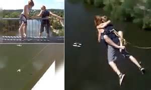 Terrifying Moment Woman Bungee Jumps Off A Bridge Without A Harness