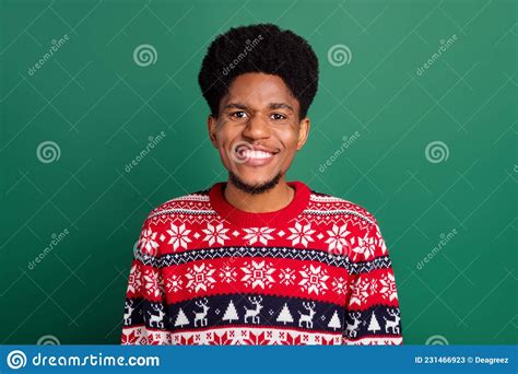 Photo Of Cheerful Positive Guy Look Camera Beaming Smile Wear Print