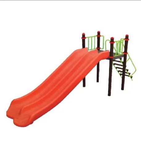 Red And Yellow Spiral Frp Double Playground Slides For Garden Age