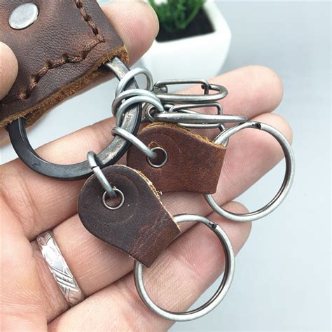 Mens Genuine Leather Vintage Brown Keychains Multifunction Key Chains
