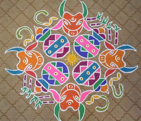 The pulli (vecha ) kolam details are shown through intermediate steps for learning and reference. TollyUpdate: pongal kolam