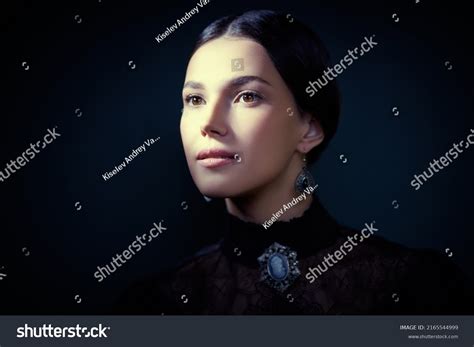 Classic Portrait 19th Century Aristocratic Girl Stock Photo 2165544999