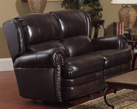 Buckingham Chocolate Leather Dual Rocking Reclining Love Seat By