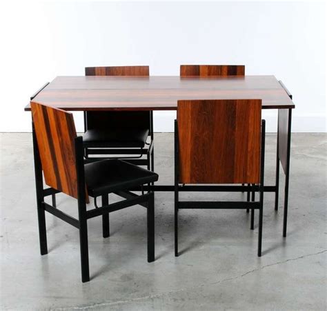 Modular Rosewood Dining Table and 4 Chair Set at 1stdibs