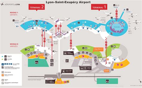 Mapa Do Aeroporto De Lyon Terminais Aeroportu Rios E Port Es Do