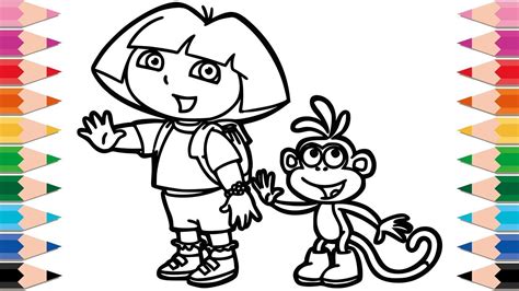 How To Draw Dora The Explorer Dora And Boots Coloring Pages Learn
