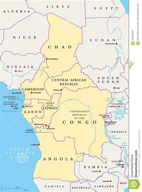 Central Africa Region Political Map Stock Vector Illustration Of